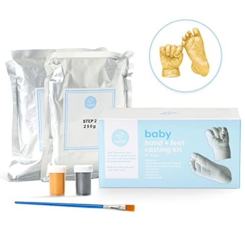 chuckle - Kit de Moulage Main & Pied de Bébé Empreinte 3D avec Peintures Or & Argent (0-3 ans) - Facile à Utiliser & Non Toxique - Décoration, Cadeau Original & Souvenir