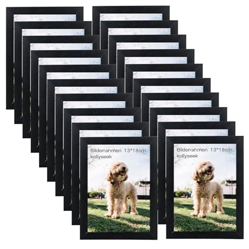 kollyseek set de 20 cadres photo 13 x 18 cm en MDF, cadre photo noir cadre portrait en verre plexi, salon pour poser et suspendre - support mural ou de table