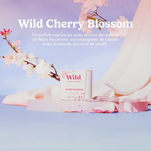 Wild - Trio de recharges Cherry Blossom - Sans Aluminium - Déodorant Naturel Rechargeable - Végan & Ecologique - Protection longue durée - 100% Natural Ingredients - 3 lots de recharges de 40g