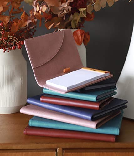 RHODIA 216002C - Livret Porte-Bloc et Porte-Documents N°16 Taupe - pour Bloc-Notes ou Carnets de Format A5 17,5 x 23,5 cm (14,8x21 cm) - Simili Cuir Italien Premium - Collection