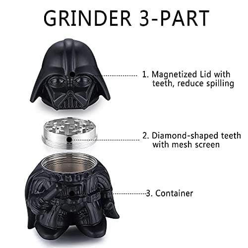 Grinder Moulin à épices, Spespo Herb Moulin Broyeur Avec Pollen Catcher 2", Alliage de zinc durable, pour Herbes, Pollen, Fleurs (Noir)
