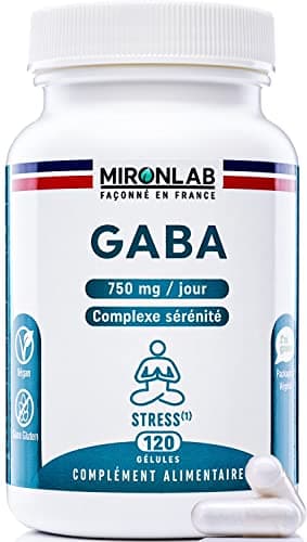 GABA Pur 750mg | Anti stress adulte enrichie en Magnésium & Vitamine B6 | 120 gélules – 2 mois | Favorise Sommeil, Sérénité et Détente | Laboratoire Français MIRONLAB
