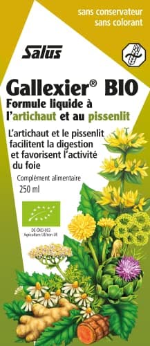 Salus Gallexier Bio - Complément Alimentaire Liquide à Base de Pissenlit et d'Artichaut et 12 Extraits Végétaux - Facilite la Digestion et le Bon Fonctionnement du Foie et de l'Estomac - 250 ml