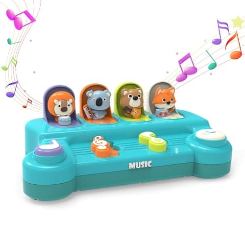 seveclotree Jouet pour Bébé 1 an,Jouet Pop-up avec Animaux et Musique,Jouet Montessori pour Enfant 1 2 3 4 Ans Fille Garçon,Jouets Interactifs Cadeau Bebe 1 2 3 an