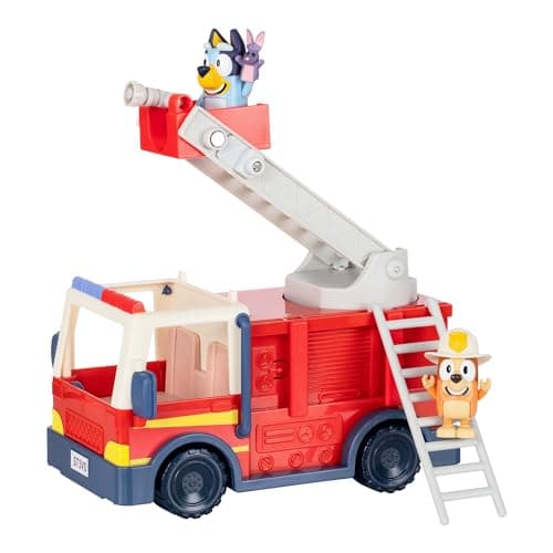 BlueY Camion de Pompier Camion de Pompiers avec Figurines de, de Bingo en pompière et de Bob Bilby Dresse l’échelle, pivote-la et déroule la Lance