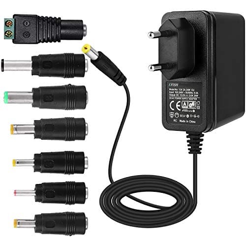 EFISH 12V 2A 24W Adaptateur d'alimentation du Transformateur,pour 12V Les Appareils Ménagers,CCTV Camera,Routers,Hubs,LED Strips,Telekom,T-COM,Speedport,Radiowecker,Scanner+7 Différents Bouchons