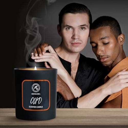 AROMATIKA trust the power of nature Bougie Parfumée Oud 200g - Bougie Aromathérapie - Bougie de Cire de Soja - Désodorisant pour la Maison - Bougie Parfumée en Jarre - Cadeau pour Hommes