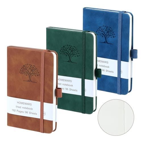 HOMEMARS Carnet de Notes, Cahier A6 Page Blanche,Vert Marron Bleu, Petit Carnet, Petit Cahier, 3 Paquet, Cahier de Note, Carnet de Voyage, 14.4 cm x 9.6cm, 192 Pages Chacune, Motif d'arbre en Relief