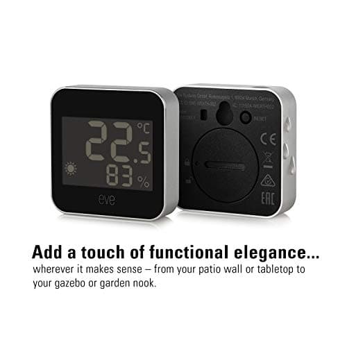 Eve Weather (Apple Home) - Station météo connectée pour le suivi de la température, du taux d’humidité et de la pression atmosphérique, tendance météo, IPX4, Bluetooth, Thread