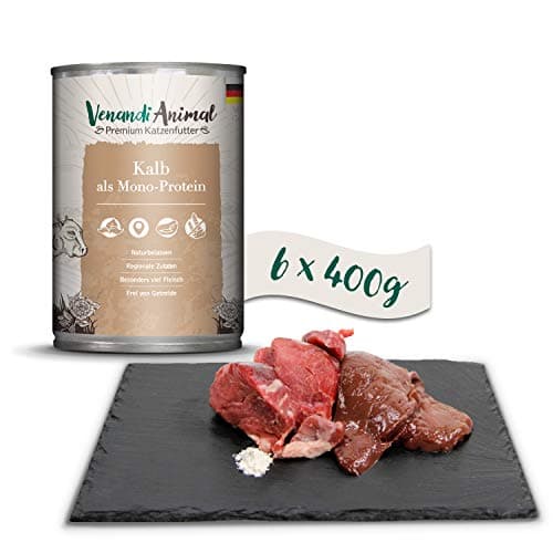Venandi Animal Pâtée Premium pour Chats, Veau Seule Source De Protéine, Pâtée, sans Céréales Et À L’état Naturel, Lot De 6 (6 x 400 g)