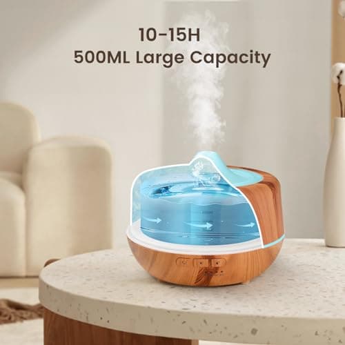 Ensemble d'huiles essentielles 10 x 10 ML, 500 ML, diffuseur d'aromathérapie ultrasonique, humidificateur à Brume fraîche avec lumières LED 7 Couleurs, 4 minuteries, Fonction d'arrêt
