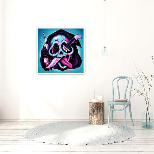 DCIDBEI 30X30CM DIY 5D Diamond Painting Skull Crâne, Petite Mort de Broderie Diamant Kit Complet Rond Adultes, Tableau Diamant Squelette, Décoration Chambre des Enfants Craft Artisanat Art