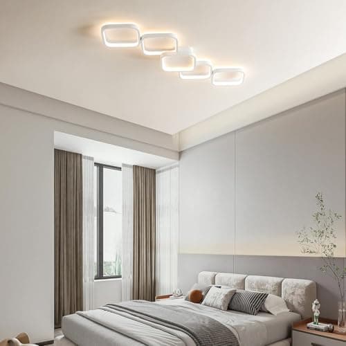 Plafonnier LED Dimmable avec Télécommande - Lampe de Plafond Rectangulaire 92 cm, 45W, Blanc 3000K-6000K - Luminosité Réglable, Luminaire Plafonnier Applicable à Salon, Chambre, Cuisine, Salon, Balcon