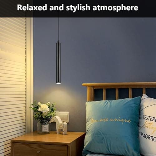 HOTUT Lustre Cylindrique Noir, Lustre LED, Blanc Chaud, 3000K, Lustre pour Salon, Table de Salle à Manger, Comptoir de Hôtel, 30 cm, Longueur Réglable, Lustre Moderne