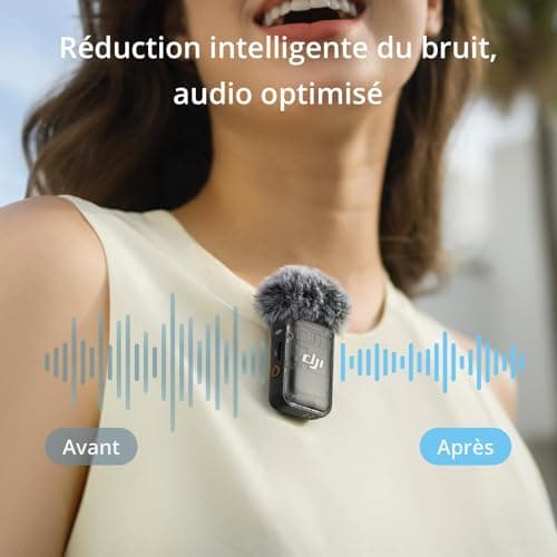 DJI Mic 2 (2 TX + 1 RX + Boîtier de Recharge), Micro sans Fil Tout-en-Un, Réduction Intel. du Bruit, Enregistrement Interne 32 Bits à Virgule Flottante, Portée de 250 m