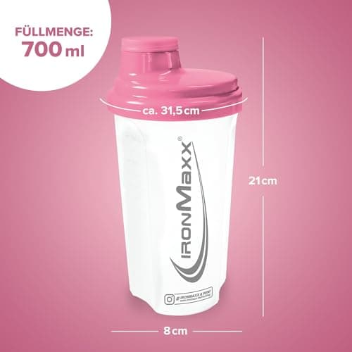 IronMaxx Shaker à protéines - Blanc Gelé Rose 700 ml | Shaker à protéines avec bouchon rotatif, passoire & échelle de mesure | anti-fuite, lavable au lave-vaisselle & sans plastifiant BPA & DEHP