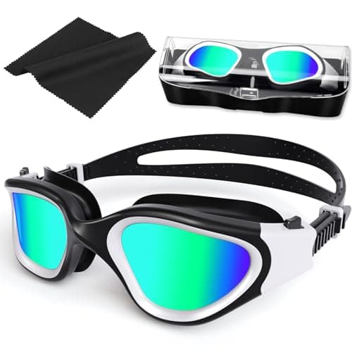 HotSrace Polarisées Lunettes de Natation, Non polarisée claire Lunettes de Plongée Anti buée Anti UV Vision Nette pour Homme Femme Unisex Adultes Adolescents