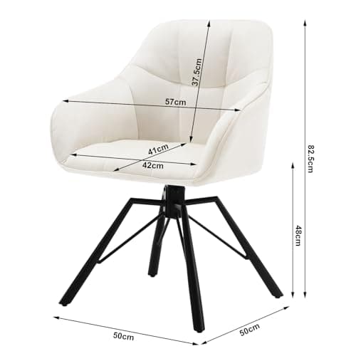 WOLTU Chaise Pivotante à 360°, Lot de 4, Chaise Salle à Manger, Chaise Scandinave, Chaise de Cuisine, Fauteuil Salle à Manger, en Velours, Assise Rembourrée, Pieds en Métal, Crème, BH365cm-4