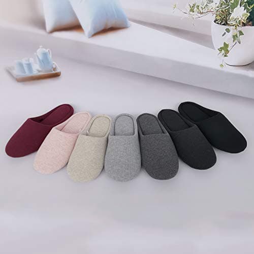 ofoot Pantoufles Intérieur pour Femmes, Chaussures de Ville Antidérapant en Coton Lavable avec Mousse Moire de Forme(Gris,36/37 EU)