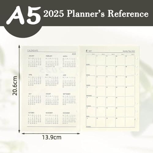 Feuilles A5 Recharge Papier Recharges pourMJournaux Insertions pour Carnets de Notes Papier Supplémentaire A5 Convient Aux Classeurs à 6 Anneaux de Format