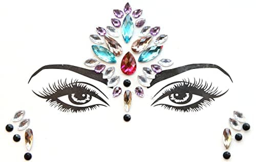 Autocollant Visage 6 feuilles Gemmes de Visage Autocollants pour le Visage en Cristaux pour Yeux Affronter Corps Tatouages Temporaires