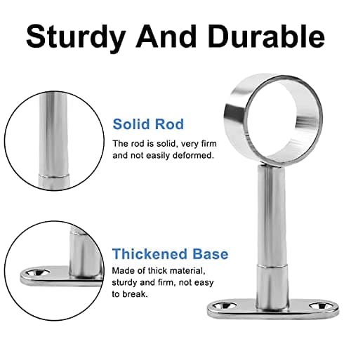 INCREWAY lot de 4 Tuyau de garde-robe réglable en acier inoxydable, diamètre 25 mm, support de levier de placard, support de tige, support de douille