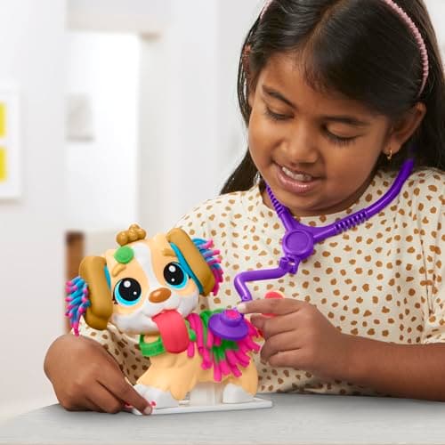 Play-Doh Coffret Le Cabinet Vétérinaire, Mallette Transportable avec Chien, 10 Outils et 5 Pots de Pâte à Modeler Atoxique, Jouet Créatif pour Enfants dès 3 Ans