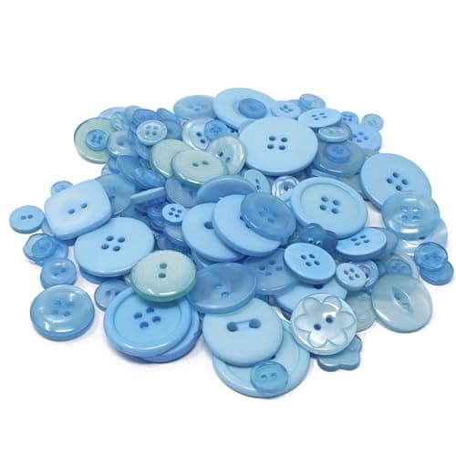 Sachet de boutons en acrylique et résine pour création de cartes Bleu 100 g