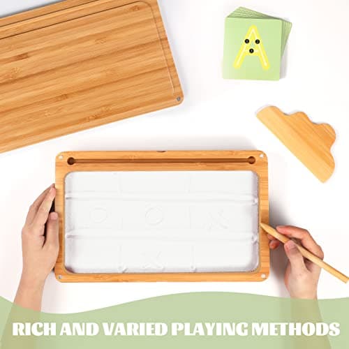 AtMini Montessori Table de Sable début d'entraînement d'écriture et de Dessin Jouet en Bois Montessori Table de Sable éducative Jouet pour Le développement Moteur précoce chez Les Enfants (blanc)