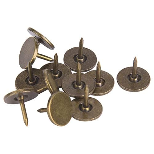 100 Clous d'Ameublement, Tête Plate, Kit d'Assortiment de Broches à Dessin, Clous de Meubles, Fournitures d'Art en Fer, Accessoires pour Décoration de Canapé de Porte - Bronze Cyan(11 x 11MM)