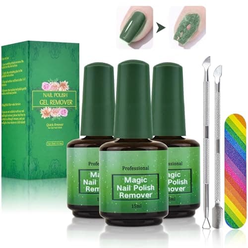 3PCS Remover Dissolvant Vernis Semi Permanent Enlever Produit pour Magic Gel Retirer Retrait a Ongles Depose Nail Polish Kit sans Acetone Soak off Solution de Fonte Américaine Capsule Express UV