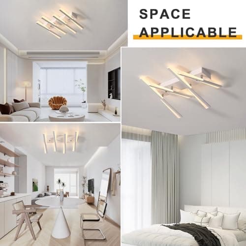 GWYAJTU Plafonnier LED, Luminaire Plafonnier Dimmable 3000K-6000K Moderne, Lustre avec Télécommande APP pour Chambre À Coucher, Salon, Salle À Manger, Bureau-White