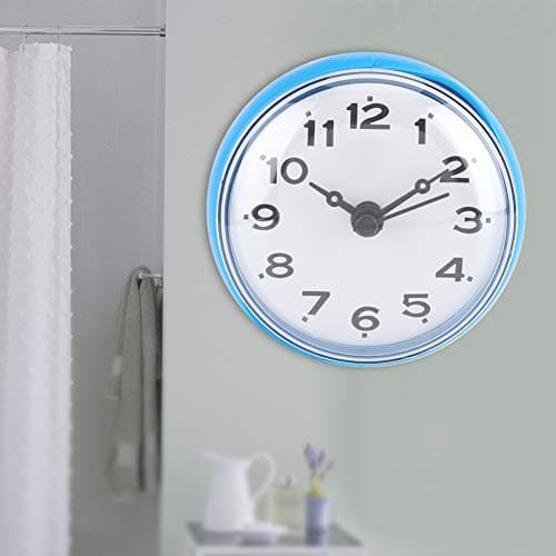 Yitre Horloge de Salle de Bain Attachée, avec Ventouse Silencieuse, Horloge étanche à la Mode, pour la Cuisine pour la Salle de Bain ou la Cuisine (Bleu)