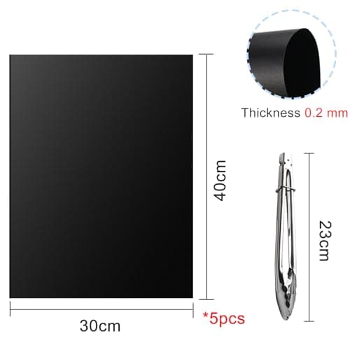Diompirux 4 Pièces 50x40cm Cuisson Barbecue Tapis Anti-adhérent, avec Acier inoxydable Pinces à barbecue, Réutilisable, Nettoyable, Peut être coupé, pour Barbecue à Gaz, Charbon, Electrique
