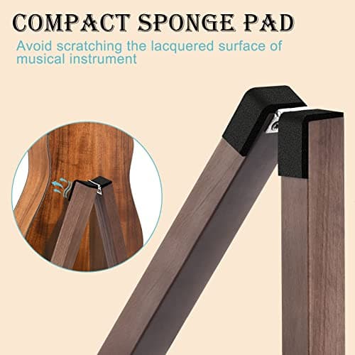 Support Guitare, Support Guitare Electrique en bois avec Caoutchouc Antidérapant et bras en Mousse Souple, Support Guitare Acoustique Portable et Pliable, Facile à Assembler
