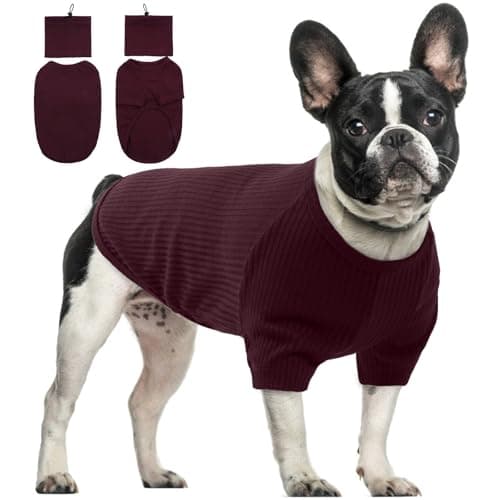 Shirt Chien Petite Taille, Pull Chien Petite Taille Manteau Chien Chaud Pull Crochet Chien Pull Noel Chien Vêtements Tricoté Dog Sweater Pull Chien XS Con Cache-Oreilles Chien(Vin Rouge, XS)