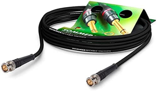 Sommer cable - BNC coaxial video cable 75 Ω - HD/3G/6G/12G-SDI / 4K-UHD SC-Vector 0.8/3.7 - BNC/BNC hicon - black 16,4ft (5m) - made in germany by sommer cable