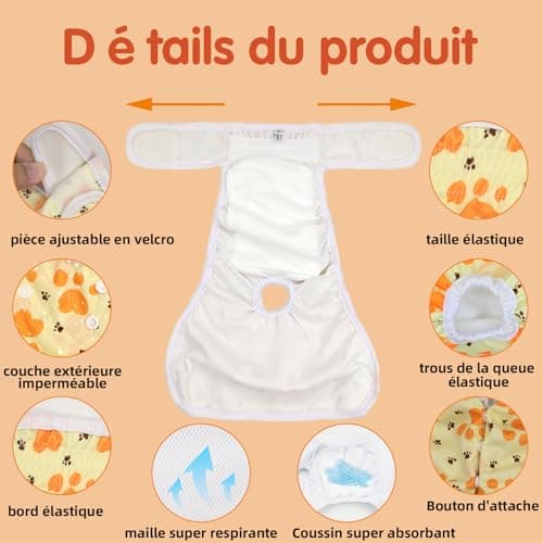 UFO PET Culotte Chiennes Chaleurs S Réutilisables, Couche pour Chien Femelle Lavables (Lot de 3), Culotte très Absorbantes pour Chien avec Fermeture Forte et Flexible