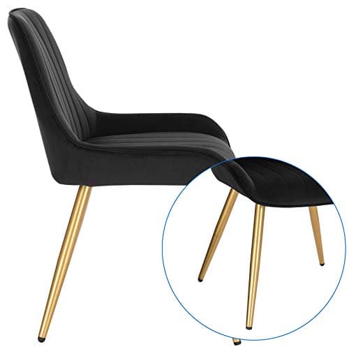 Lestarain Chaises de Salle à Manger Lot de 4 avec Dossier,Chaise de Cuisine Chaise de Salon Fauteuil Chaise Velours avec Pieds en Métal,Noir