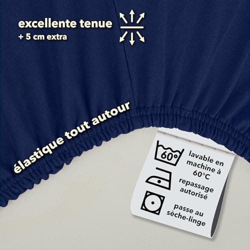 STUDIO Basic Drap Housse 180x200 cm, 100% Coton peigné, certifié Oeko-TEX 100, qualité de Marque, Drap de Matelas 180 x 200 jusqu'à 25 cm, Bleu foncé