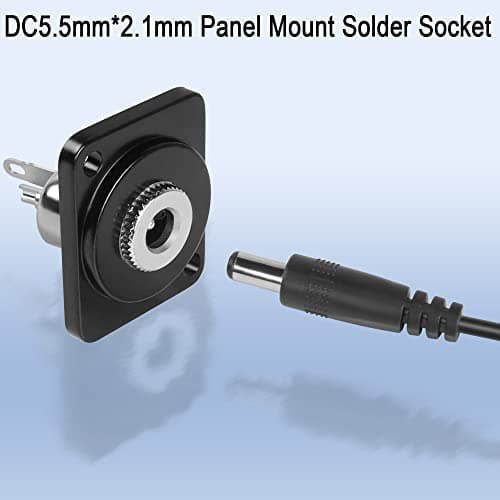 QIANRENON 5.5mm*2.1mm Panneau Montage Adaptateur DC 5.5*2.1mm Femelle à 2Pin Soude Terminal Connecteur DC5521 Soudure Prise, XLR Panneau/D Panneau Montage, pour Sécurité Caméra TV Décodeur Lampe LED