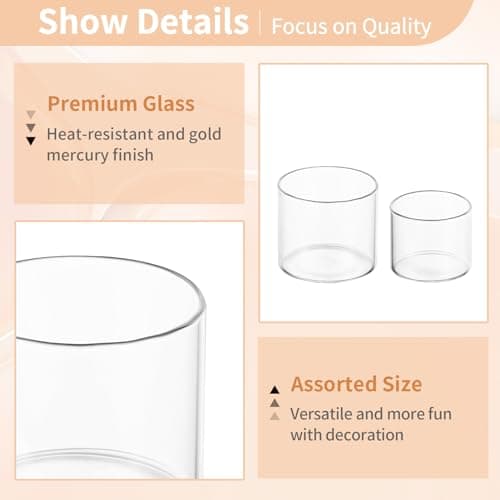 NUPTIO Porte-Bougies À Réchaud en Verre: 12 Mini Porte-Bougies À Réchaud Bougies Flottantes en Cristal Décoration Table Lors de Mariages en Plein Air de Fêtes de Fin D'année 4 cm & 5 cm Hauteur