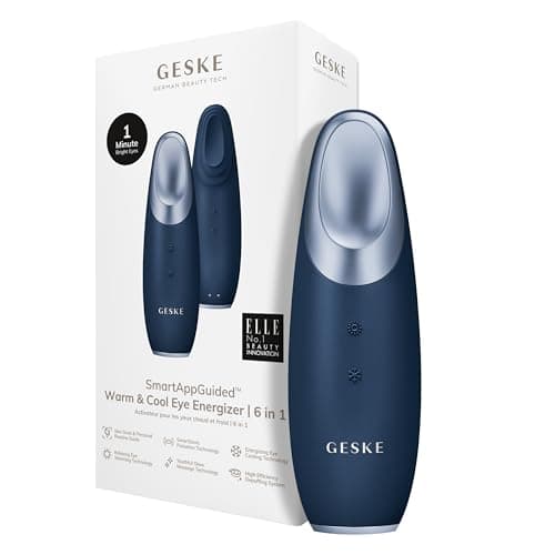 GESKE | SmartAppGuidedTM Warm & Cool Eye Energizer | 6 in 1 | Masseur oculaire | Masseur anti-cernes | Supprimer les poches sous les yeux et les paupières tombantes | Massage électrique des yeux
