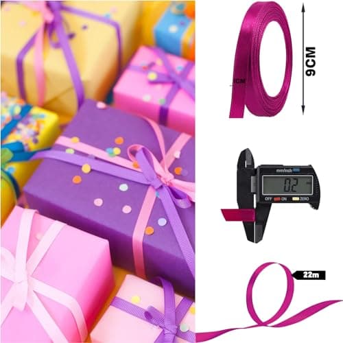 Ruban Satin 12 Populaires Couleurs,Ruban Cadeau Emballage Ruban de Satin Soie pour Décoration de Mariage Bricolage Fête Couture Coffrets Bouquet Cadeau Artisanat Mariage Cérémonie Bouquet- 10mm×22 m
