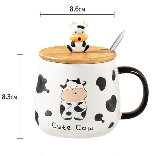 Arawat Tazza Di Mucca Con Coperchio Regalo Di Mucca Divertente Tazza Da Caffè 400 Ml In Ceramica Tazza Da Tè Natale Carino Cow Tè Tazze Da Caffè Dolce Regalo Di Compleanno Per Donne Uomini Ragazzi