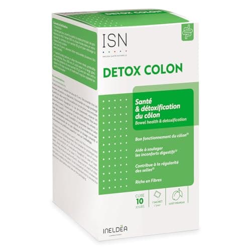 ISN - Detox Colon - Détoxifie naturellement & Purifie le Côlon - Soulage les Inconforts Intestinaux - Riche en Fibres et Plates - Sans Gluten - 10 sachets