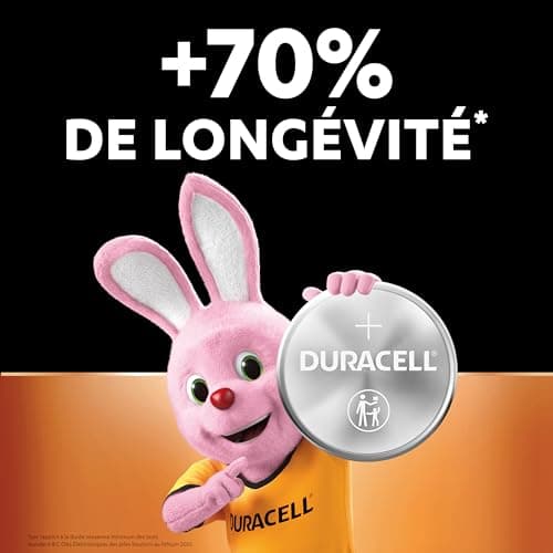 DURACELL 2025 Piles Boutons au lithium 3V (lot de 4) jusqu’à +70 % de longévité - Technologie Sécurité Enfant - Pour clés électroniques, montres de sport et lunettes 3D - Emballage Sécurité Enfant