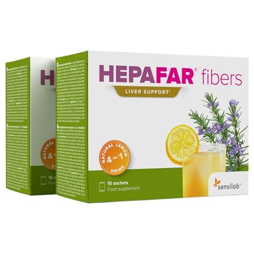 Hepafar Fibers - Détox foie - boisson rafraîchissante naturelle et sans additifs au goût citron - riche en fibres grâce au complexe hépatique Hepafar Fibers - 30 jours de fourniture - Sensilab