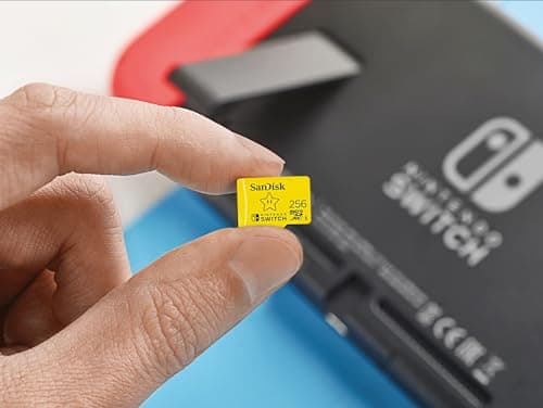 SanDisk microSDXC pour les consoles Nintendo Switch, Super Mario Super Star 256 Go, UHS-I Carte, jusqu'à 100 Mo/s, Produit sous licence Nintendo, Class 10, U3