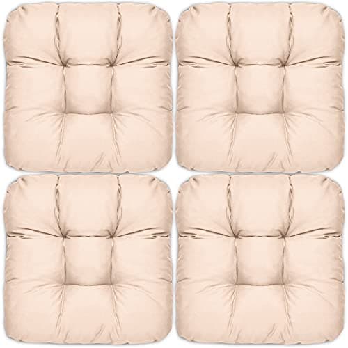 Beautissu Lisa Set de 4 Coussins 40x40 cm – Coussin de Chaise d'extérieur et d'intérieur 40x40 cm, Coussin Souple pour Les chaises de Jardin, Coussin en Mousse de 8 cm - Nature
